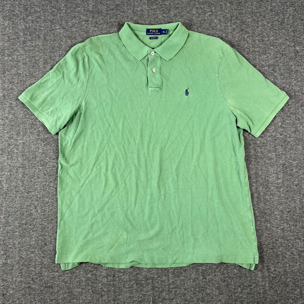 Polo Ralph Lauren Polo Shirt Mens XL Green Classic Fit Blue Pony Logo Preppy